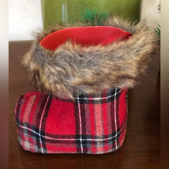 NWT 3 decorative Christmas plaid hangable fillable booties - Picture 5 of 14